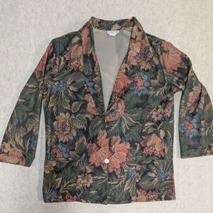 Vintage Floral Blazer From Copy Cats Lightweight Corduroy Gorgeous Pattern Large
